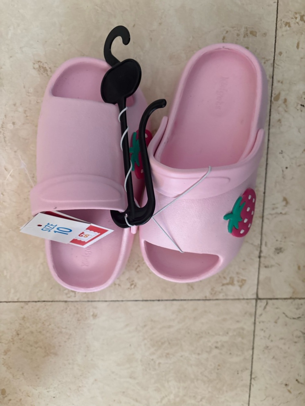 Kids Pink Strawberry Slide Sandals